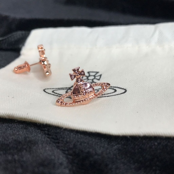 Vivienne Westwood Rose Gold Orb Logo Earrings Stud - Picture 3 of 5